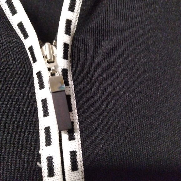 Misook Knit Zip Up Cardigan Jacket Black White Trim Small - Picture 2 of 10